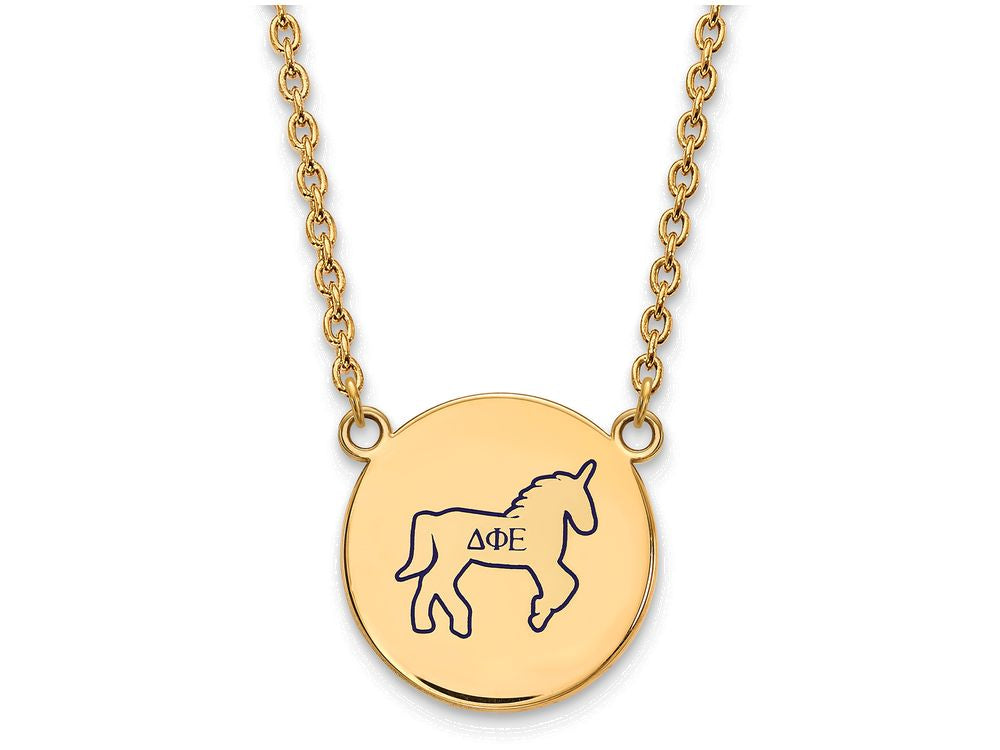 Logoart Sterling Silver Gp Delta Phi Epsilon Large Enamel Pendant Necklace
