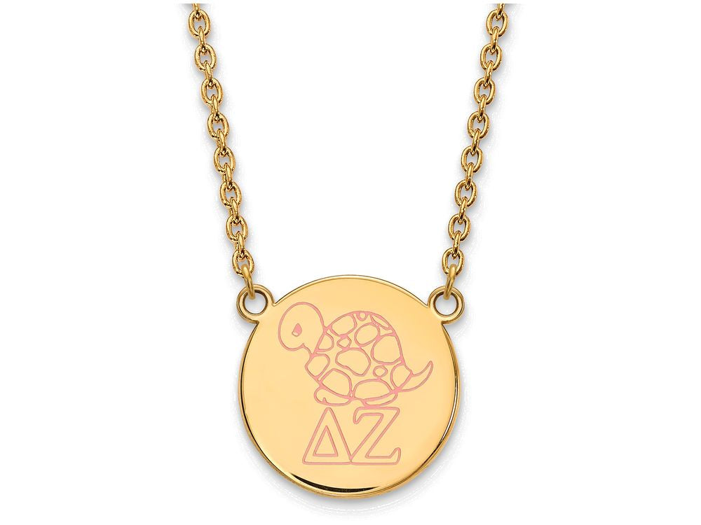 Logoart Sterling Silver Gp Delta Zeta Large Enamel Pendant Necklace