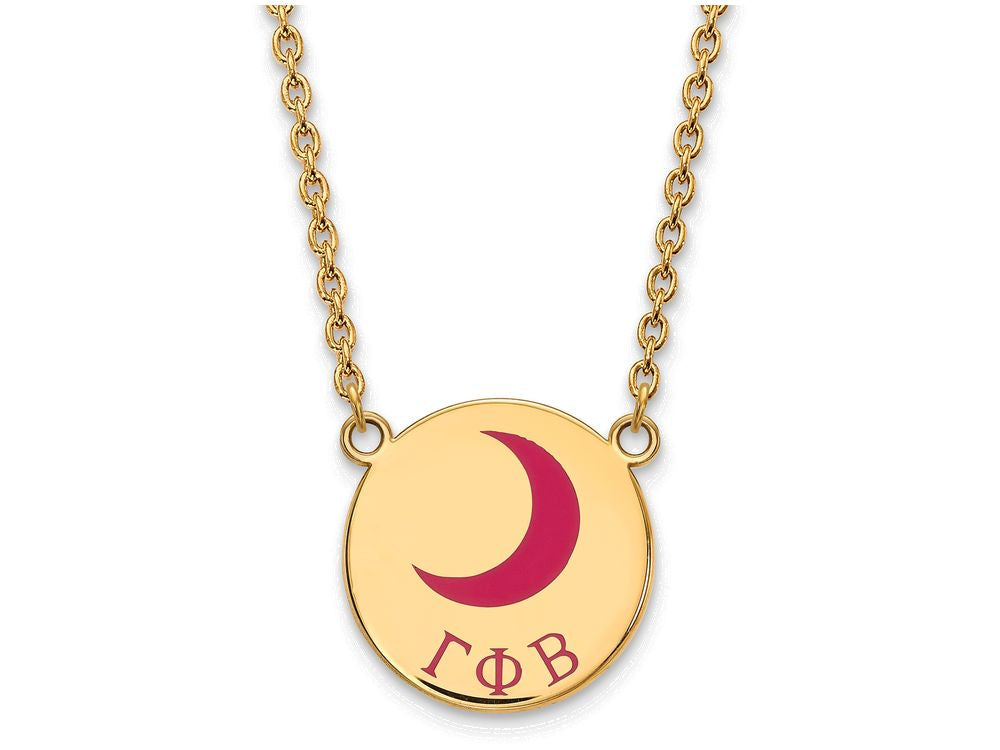 Logoart Sterling Silver Gp Gamma Phi Beta Large Enamel Pendant Necklace
