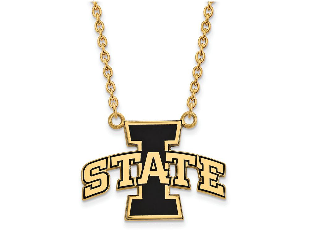 Logoart Sterling Silver Gp Iowa State University Large  Enamel Pendant Necklace