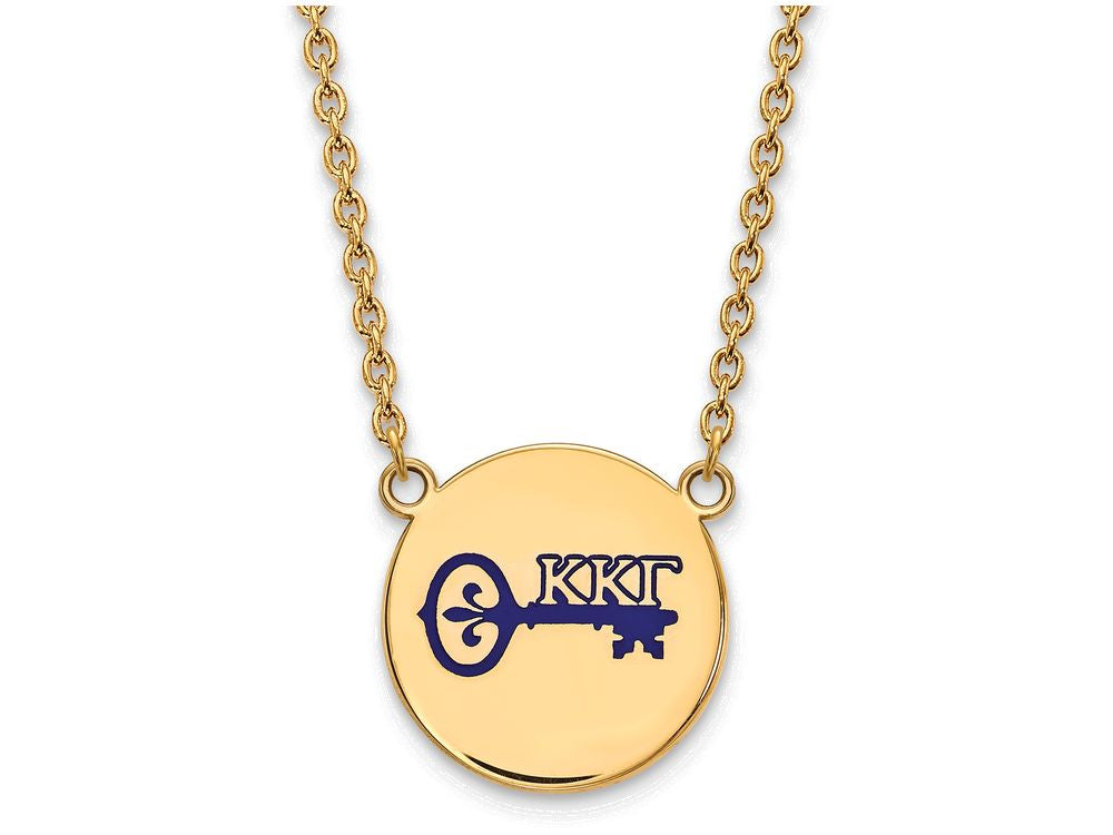 Logoart Sterling Silver Gp Kappa Kappa Gamma Large Enamel Pendant Necklace