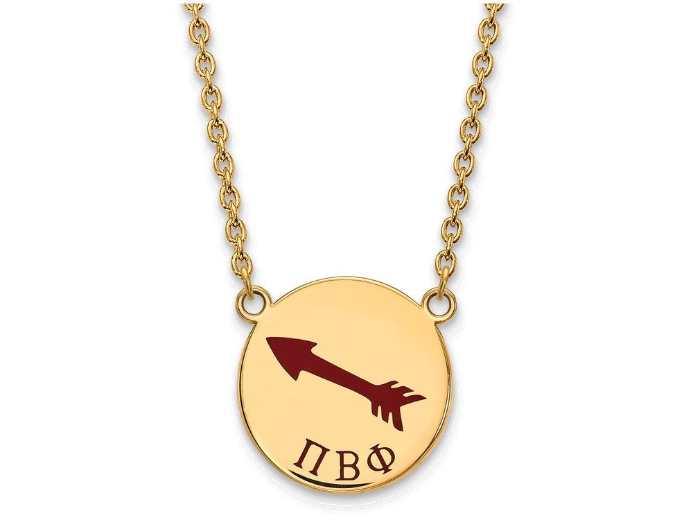 Logoart Sterling Silver Gp Pi Beta Phi Large Enamel Pendant Necklace