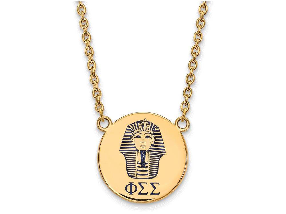 Logoart Sterling Silver Gp Phi Sigma Sigma Large Enamel Pendant Necklace