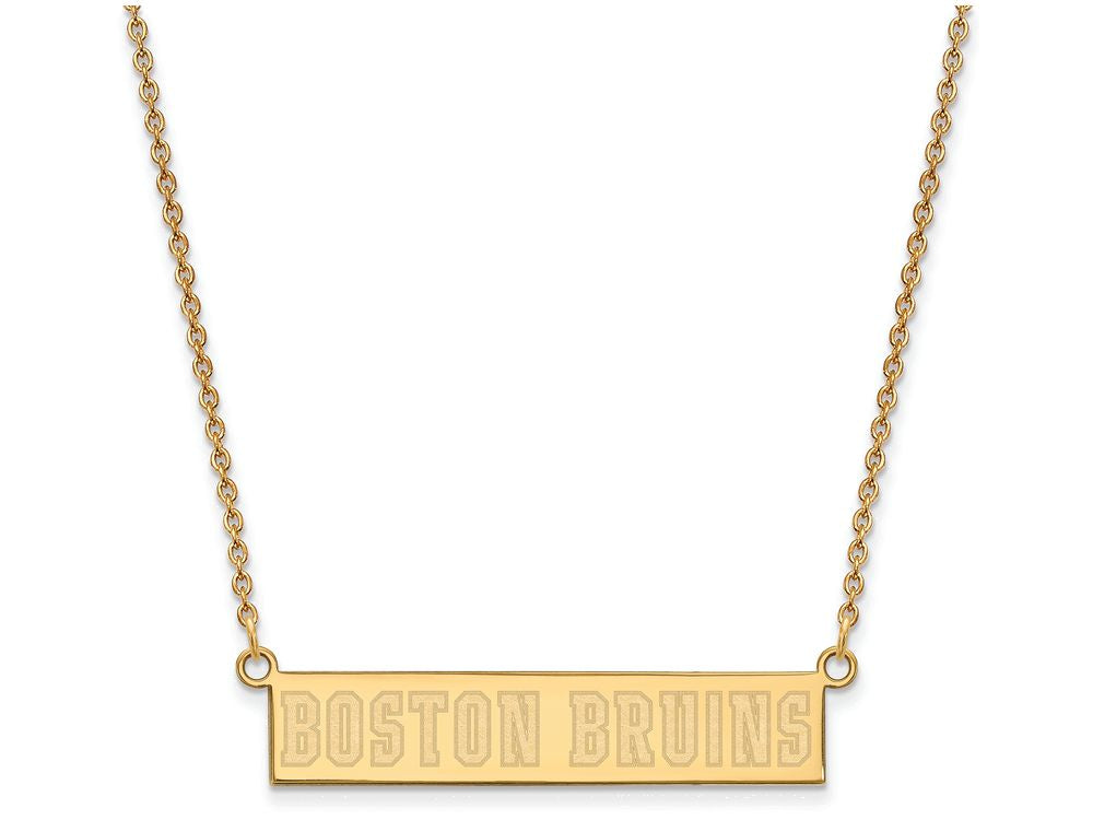 Logoart Sterling Silver Gp Boston Bruins Small Bar Necklace
