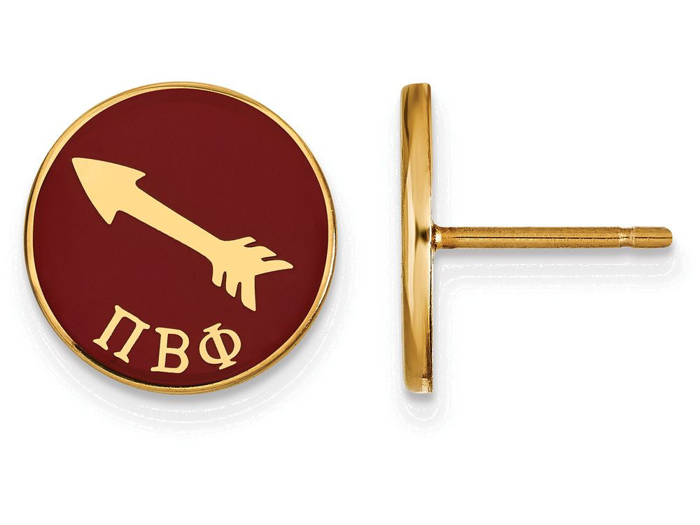 Logoart Sterling Silver Gp Pi Beta Phi Enameled Post Earrings