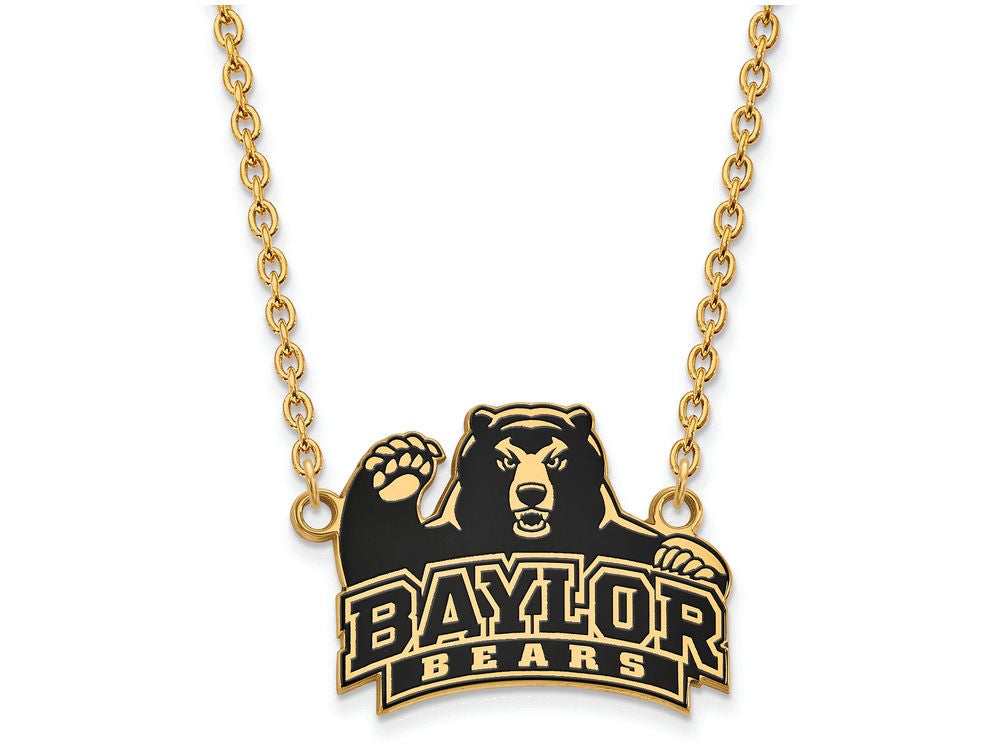 Logoart Sterling Silver Gp Baylor U Large Enamel Pendant Necklace