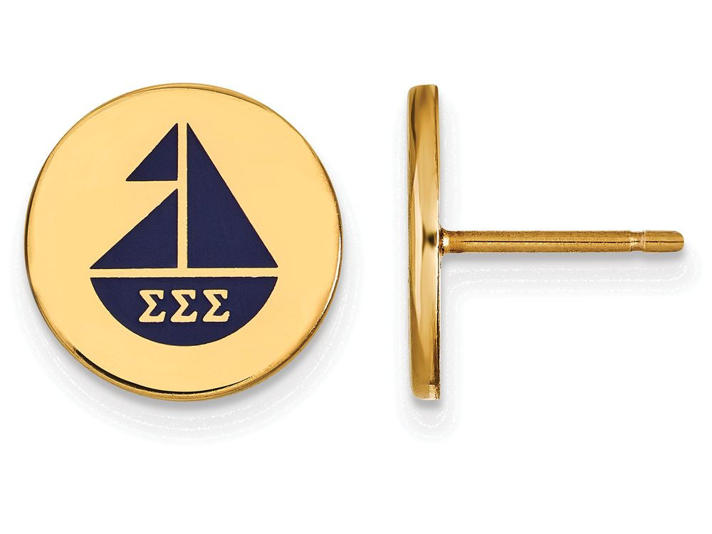 Logoart Sterling Silver Gp Sigma Sigma Sigma Enameled Post Earrings