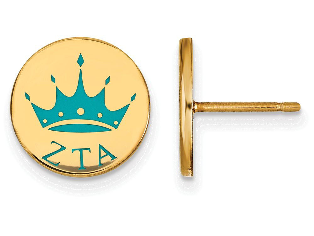 Logoart Sterling Silver Gp Zeta Tau Alpha Enameled Post Earrings