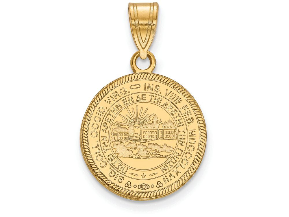 Logoart Sterling Silver Gp West Virginia University Medium Crest Pendant