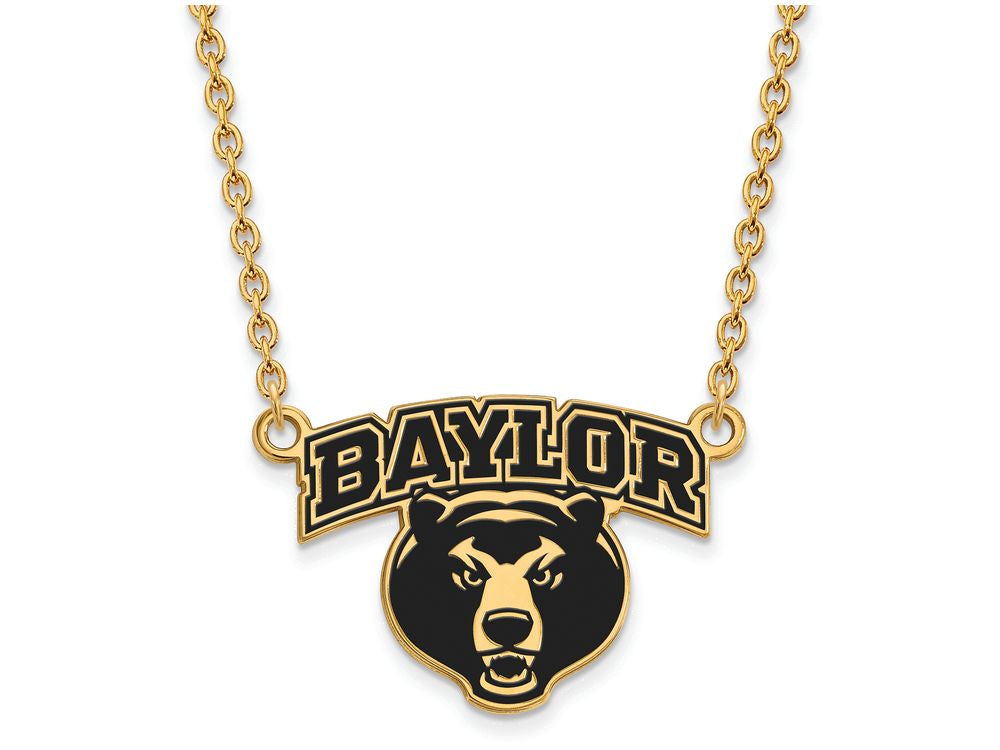 Logoart Sterling Silver Gp Baylor U Large Enamel Pendant Necklace