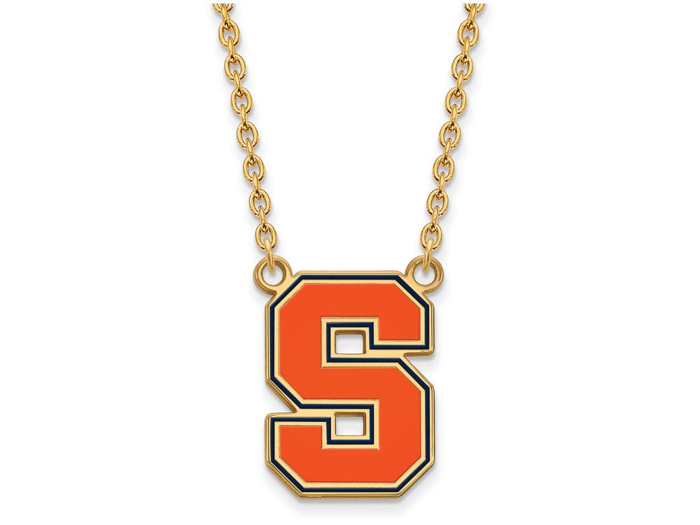 Logoart Sterling Silver Gp Syracuse U Large Enamel Pendant Necklace