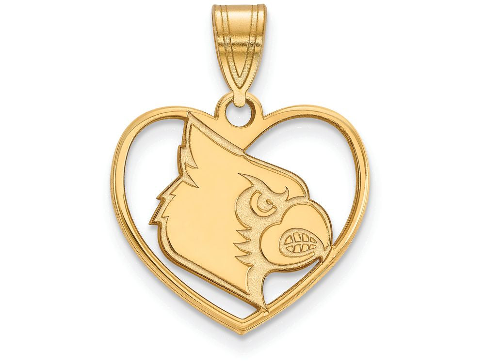 Logoart Sterling Silver Gp University Of Louisville Pendant In Heart