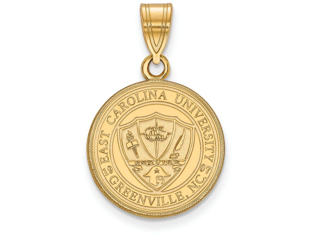 Logoart Sterling Silver Gp East Carolina University Medium Crest Pendant