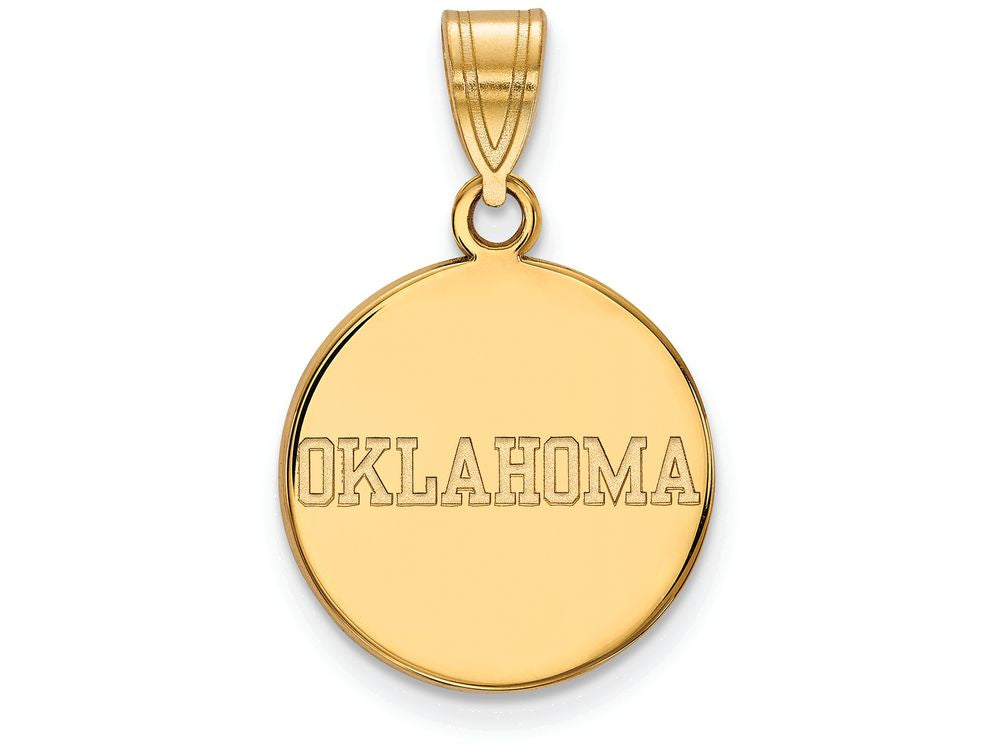 Logoart Sterling Silver Gp University Of Oklahoma Medium Disc Pendant