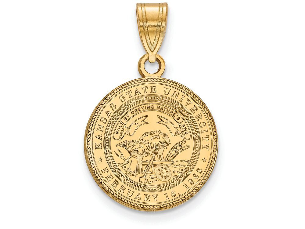 Logoart Sterling Silver Gp Kansas State University Medium Crest Pendant