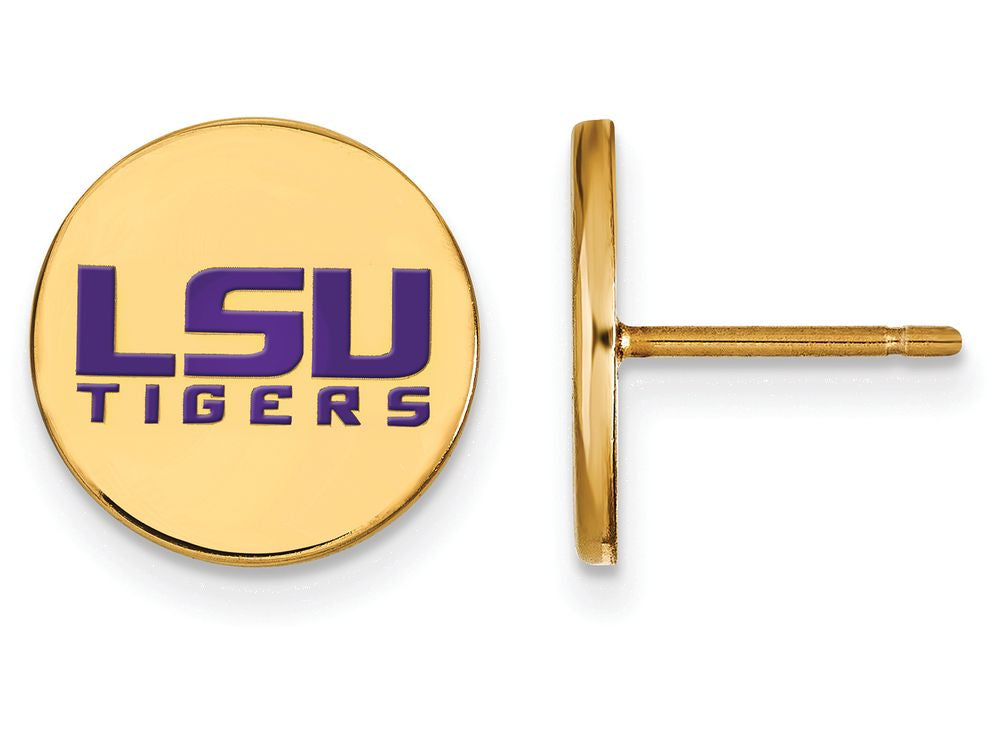 Logoart Sterling Silver Gp Louisiana State U Small Enamel Disc Earrings