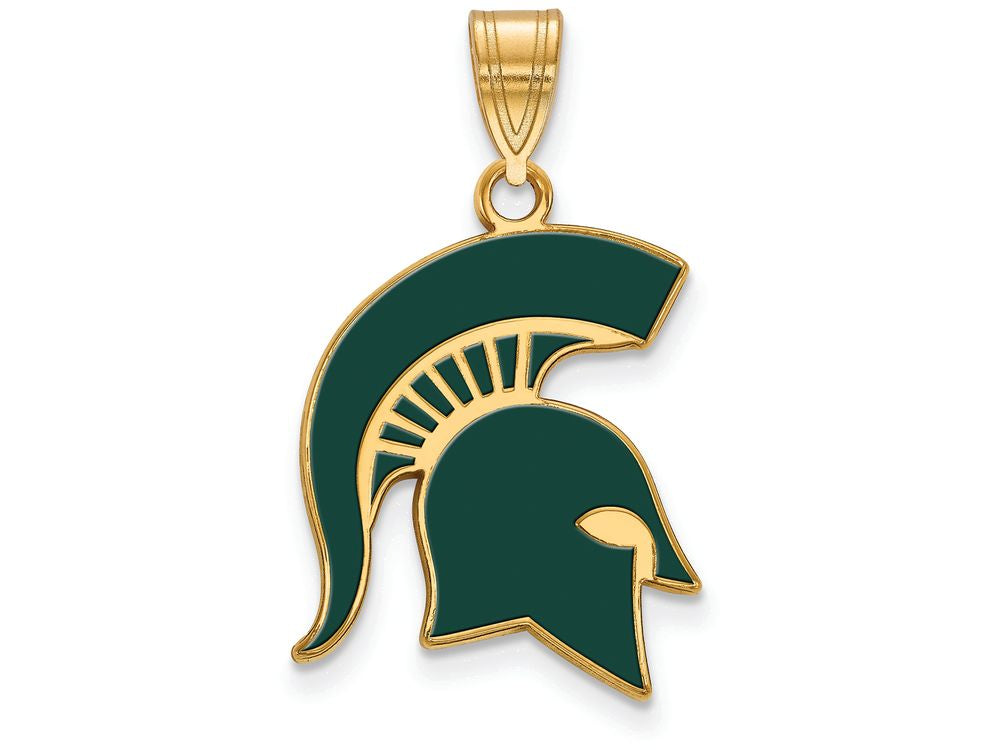 Logoart Sterling Silver Gp Michigan State University Large Enamel Pendant