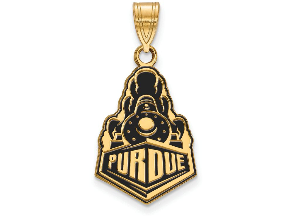Logoart Sterling Silver Gp Purdue Large Enamel Pendant