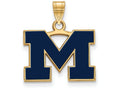 Logoart Sterling Silver Gp Michigan (univ Of) Small Blue Enamel Pendant