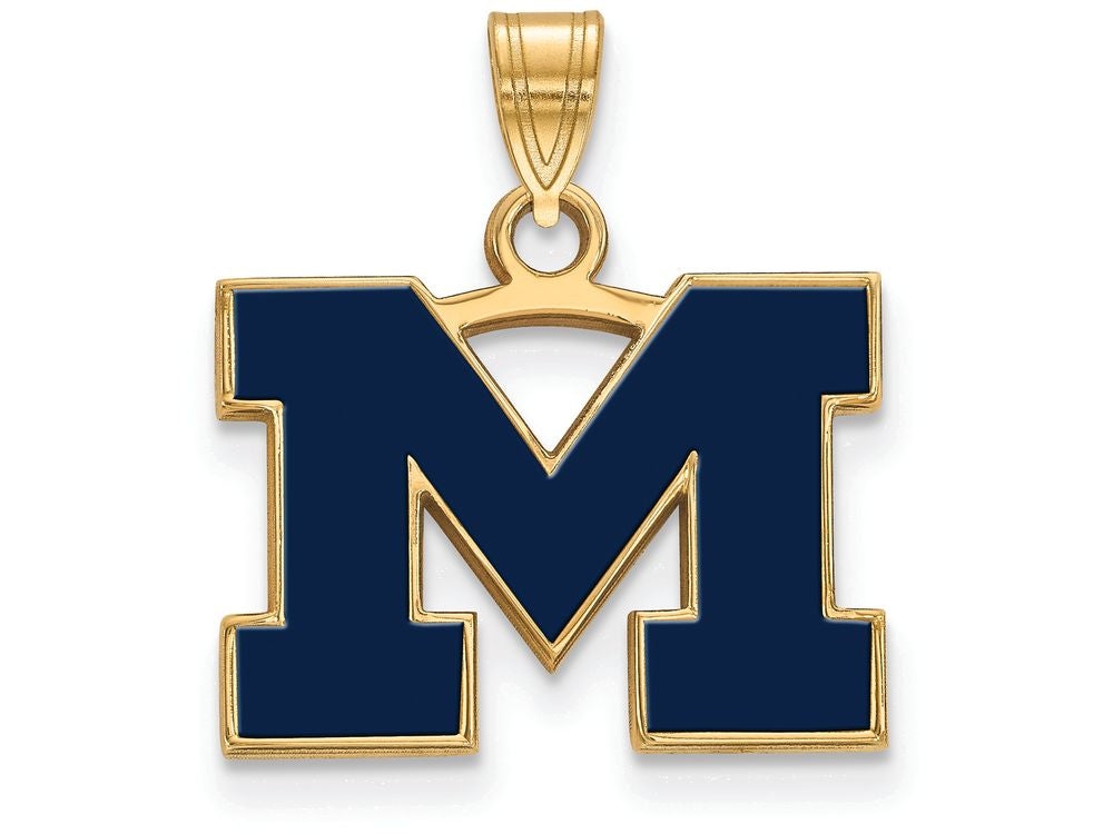 Logoart Sterling Silver Gp Michigan (univ Of) Small Blue Enamel Pendant