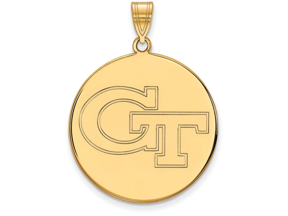 Logoart Sterling Silver Gp Georgia Institute Of Technology Extra Large  Disc Pendant
