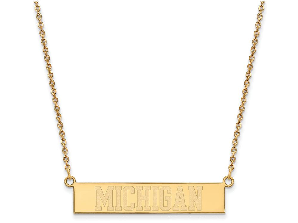 Logoart Sterling Silver Gp The University Of Michigan Small Bar Necklace