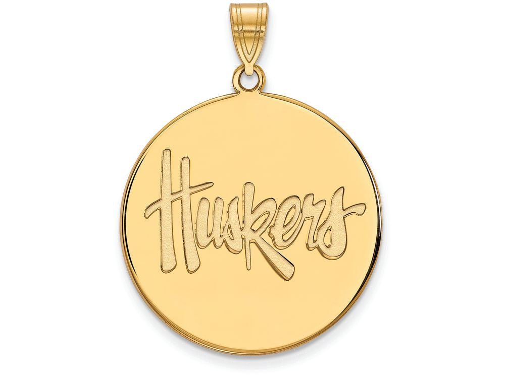 Logoart Sterling Silver Gp University Of Nebraska Extra Large  Disc Pendant