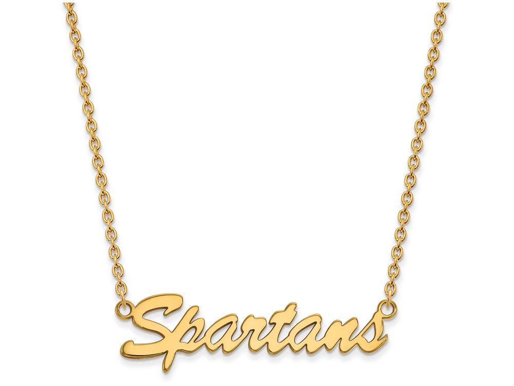 Logoart Sterling Silver Gp Michigan State U Medium Pendant Necklace