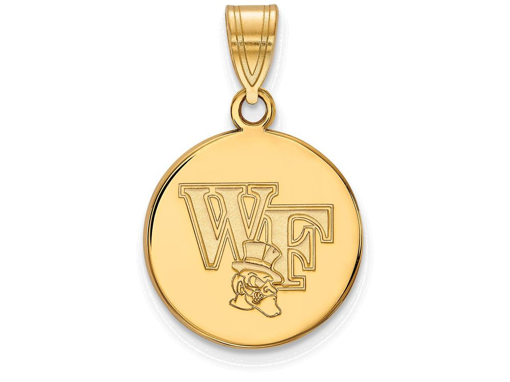 Logoart Sterling Silver Gp Wake Forest University Medium Disc Pendant