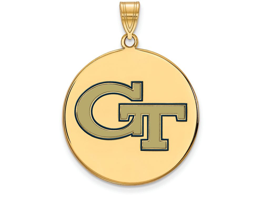 Logoart Sterling Silver Gp Georgia Institute Of Tech Extra Large  Enamel Disc Pendant