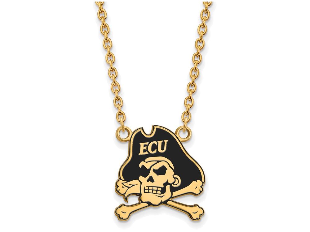 Logoart Sterling Silver Gp East Carolina U Large Enamel Pendant Necklace