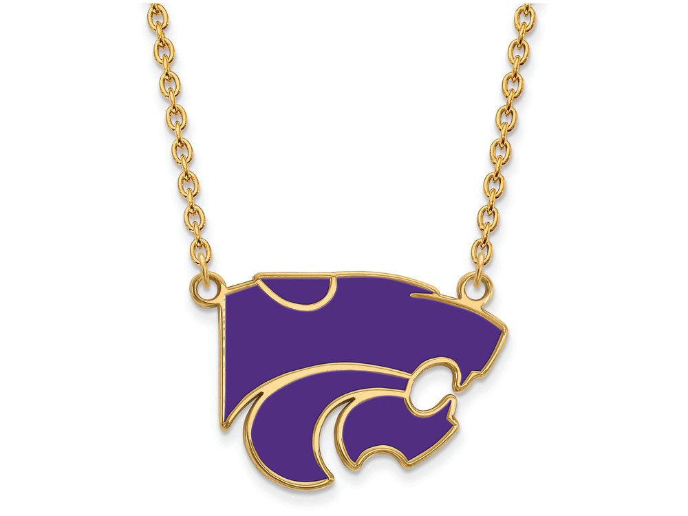 Logoart Sterling Silver Gp Kansas State U Large Enamel Pendant Necklace
