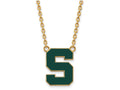Logoart Sterling Silver Gp Michigan State U Large  Enamel Pendant Necklace