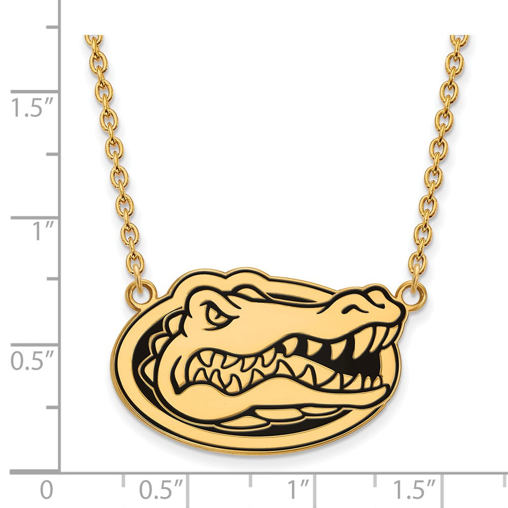 Logoart Sterling Silver Gp University Of Florida Large  Enamel Pendant Necklace