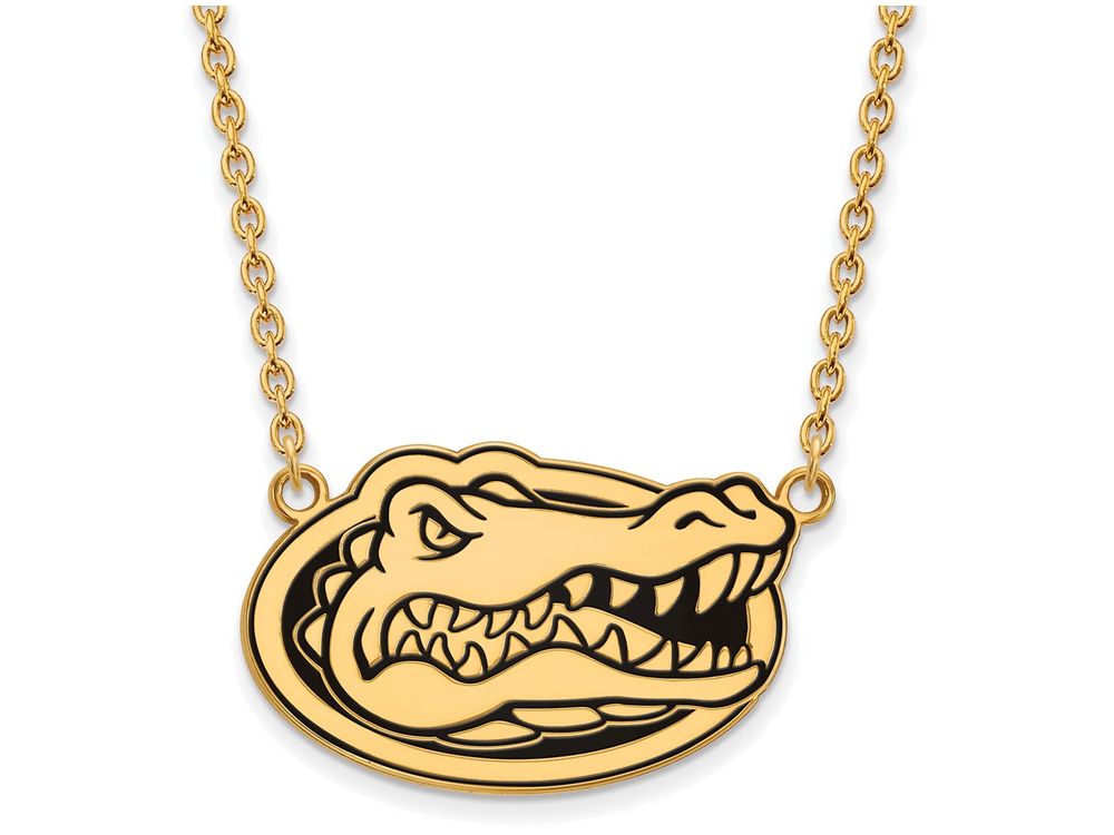 Logoart Sterling Silver Gp University Of Florida Large  Enamel Pendant Necklace