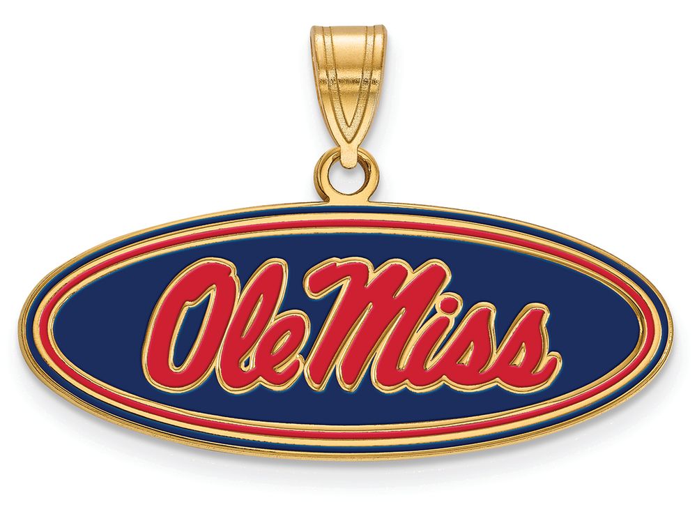 Logoart Sterling Silver Gp University Of Mississippi Medium Enamel Pendant