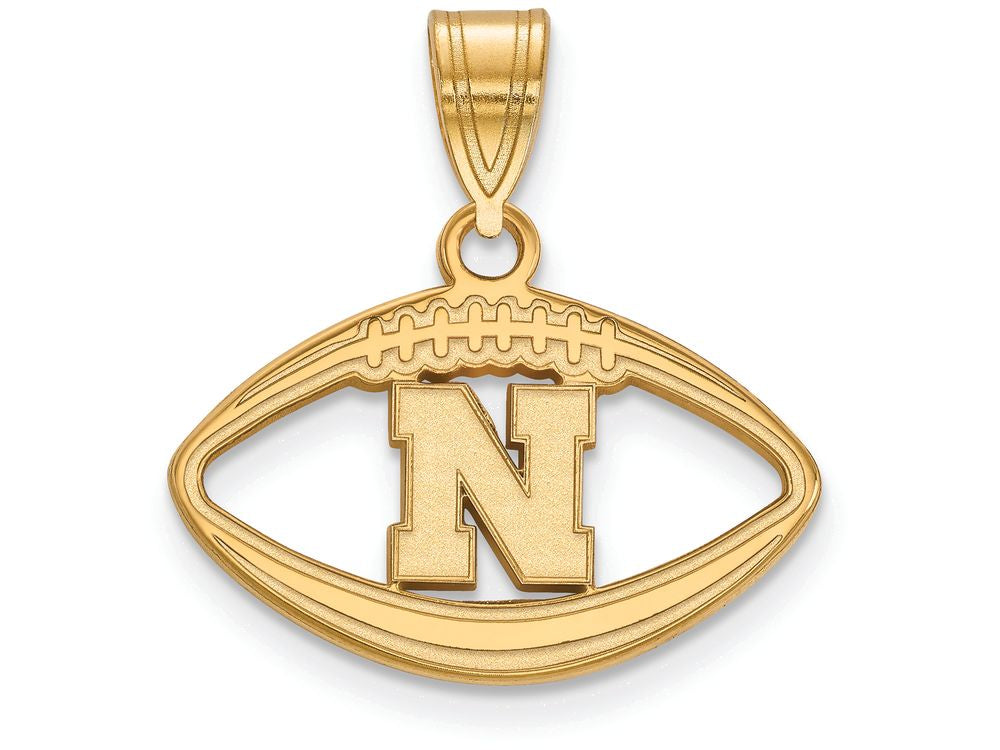 Logoart Sterling Silver Gp University Of Nebraska Pendant In Football