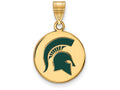 Logoart Sterling Silver Gp Michigan State U Medium Enamel Disc Pendant