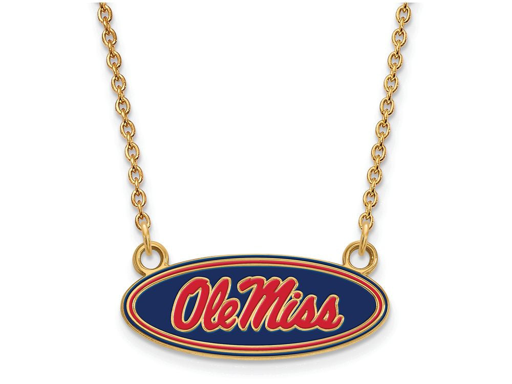 Logoart Sterling Silver Gp U Of Mississippi Smenamel Pendant Necklace