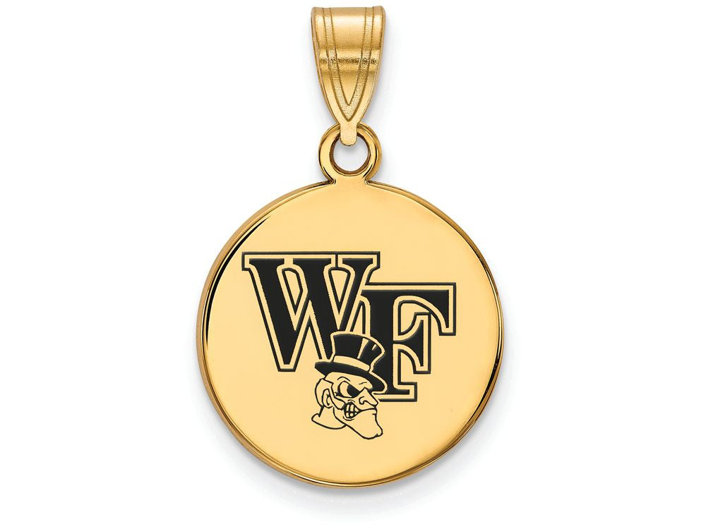 Logoart Sterling Silver Gp Wake Forest U Medium Enamel Disc Pendant