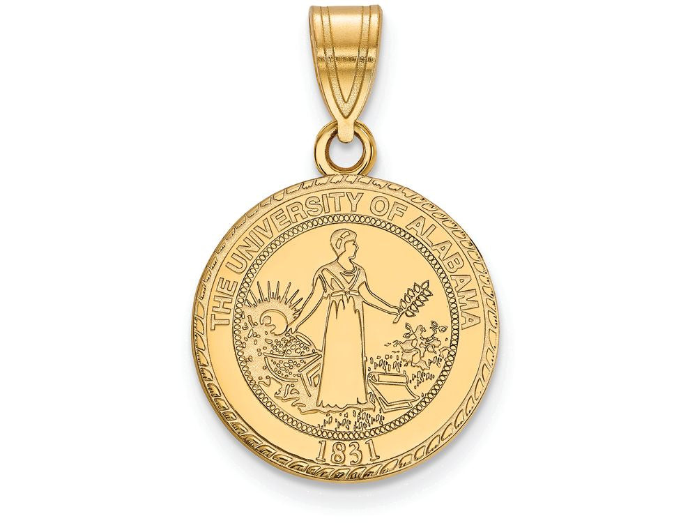 Logoart Sterling Silver Gp University Of Alabama Medium Crest Pendant