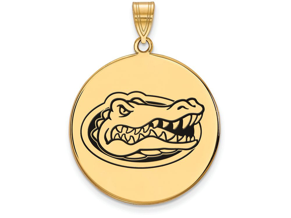 Logoart Sterling Silver Gp University Of Florida Extra Large  Enamel Disc Pendant