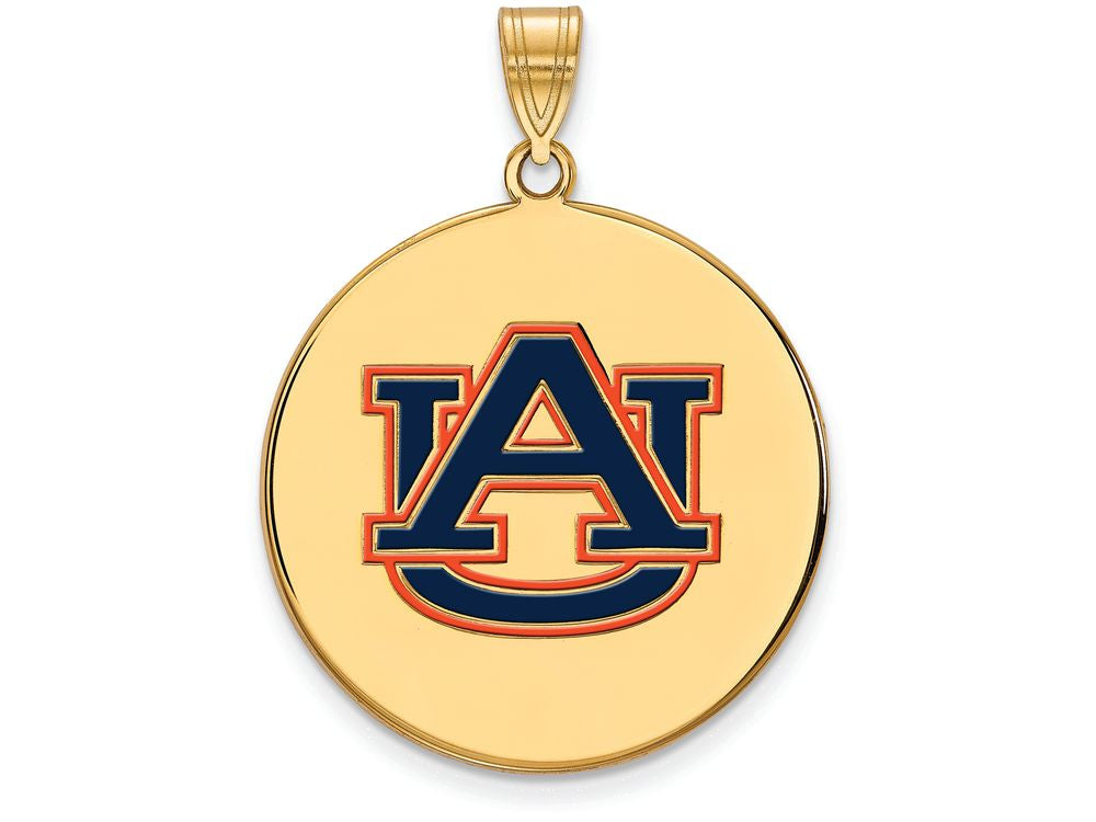 Logoart Sterling Silver Gp Auburn University Extra Large  Enamel Disc Pendant