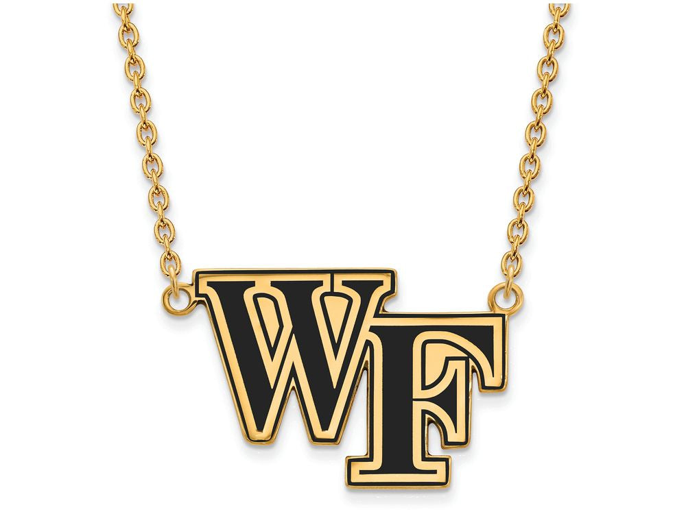 Logoart Sterling Silver Gp Wake Forest U Large Enamel Pendant Necklace