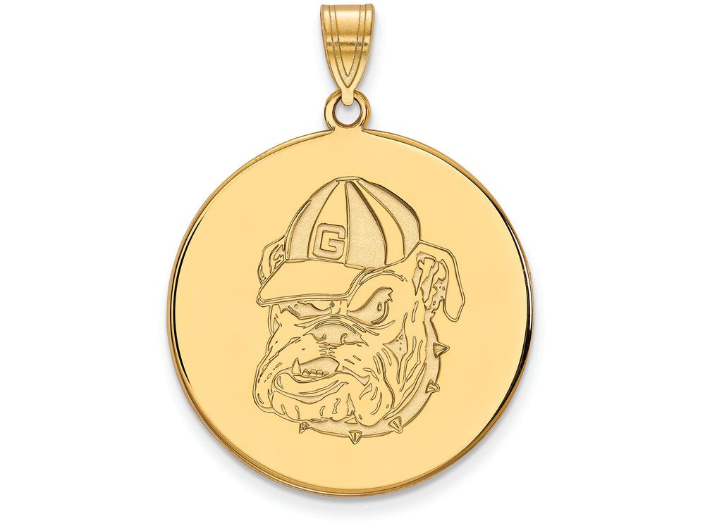 Logoart Sterling Silver Gp University Of Georgia Extra Large  Disc Pendant