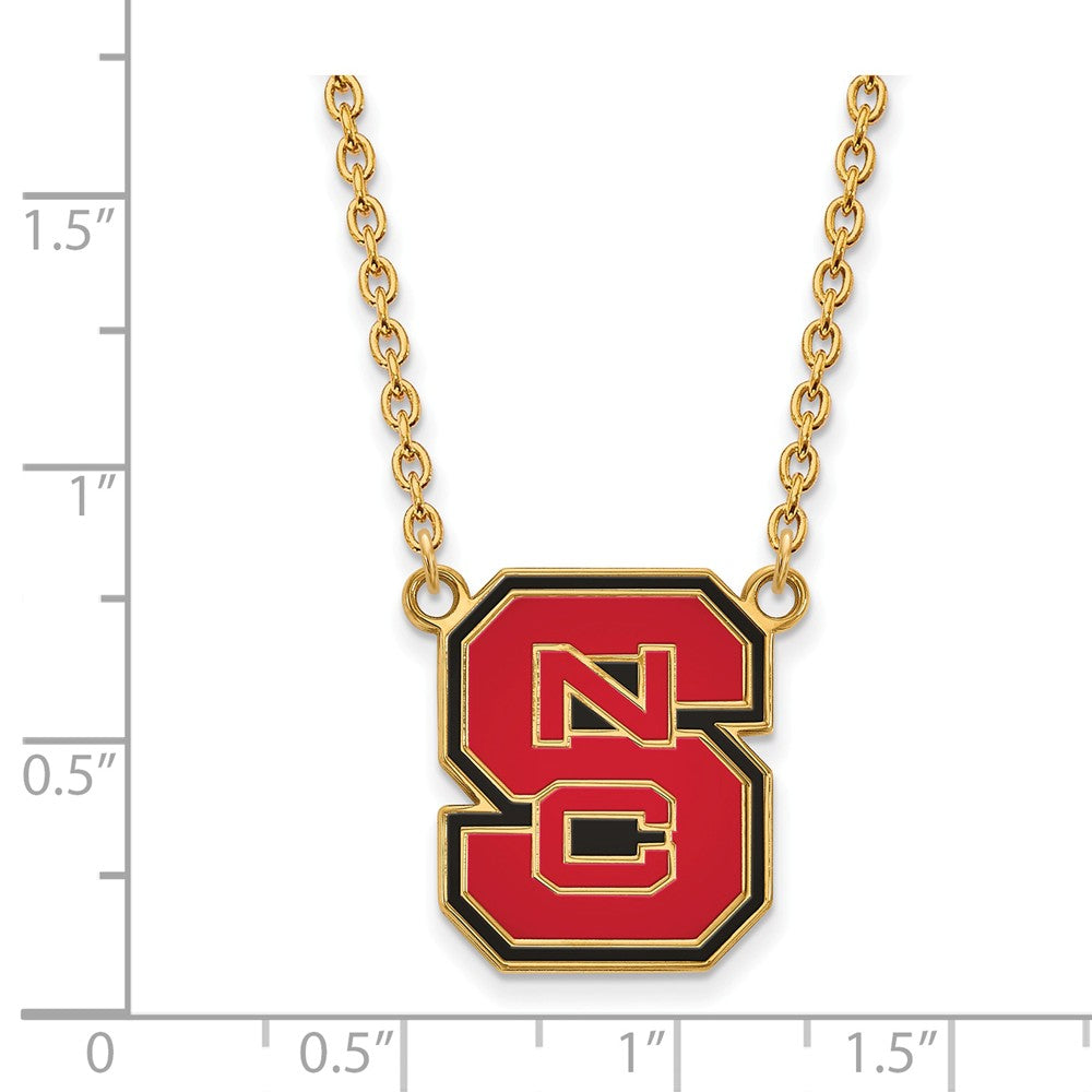 Logoart Sterling Silver Gp North Carolina State U Large  Enamel Pendant Necklace