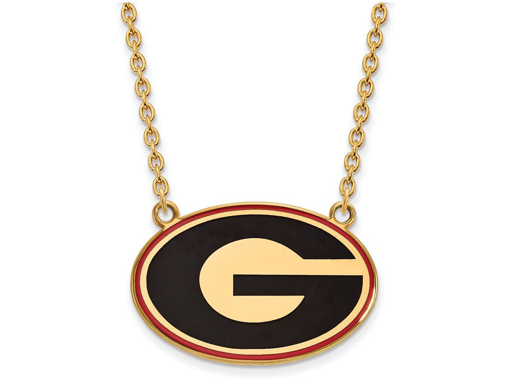 Logoart Sterling Silver Gp U Of Georgia Large Enamel Pendant Necklace