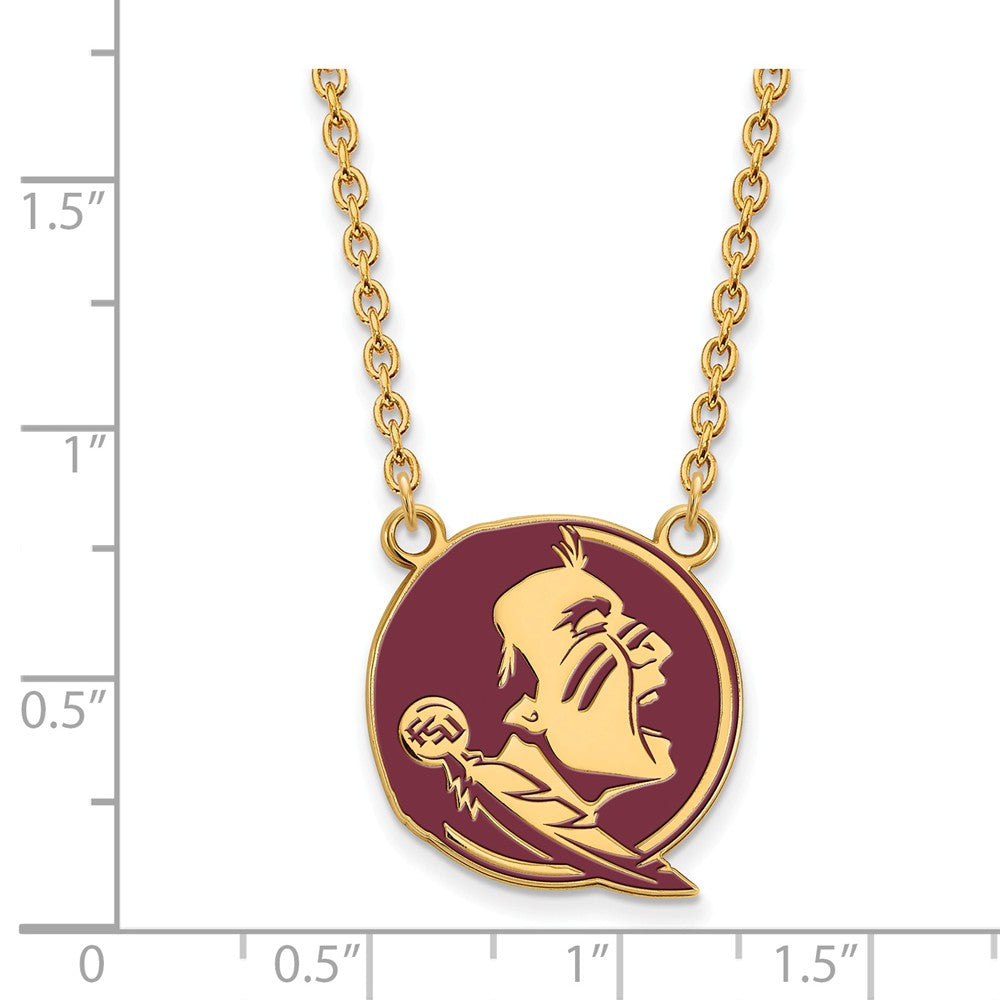 Logoart Sterling Silver Gp Florida State University Large  Enamel Pendant Necklace