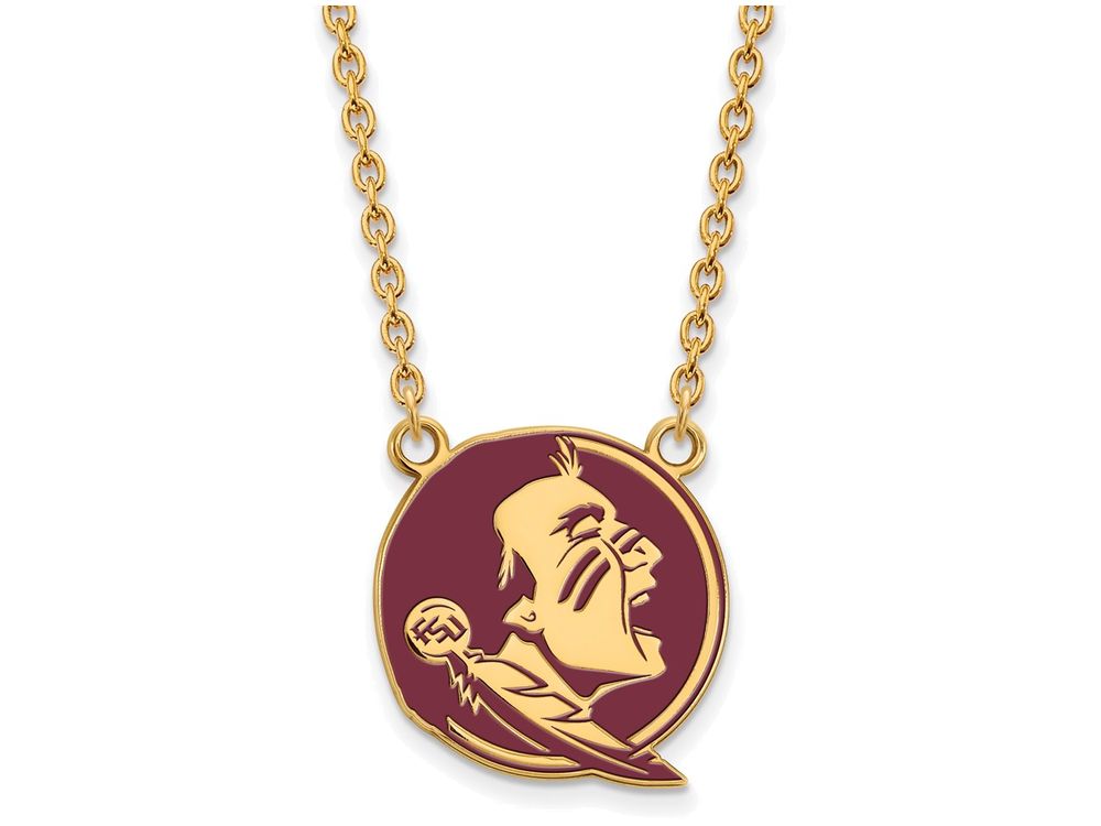Logoart Sterling Silver Gp Florida State University Large  Enamel Pendant Necklace
