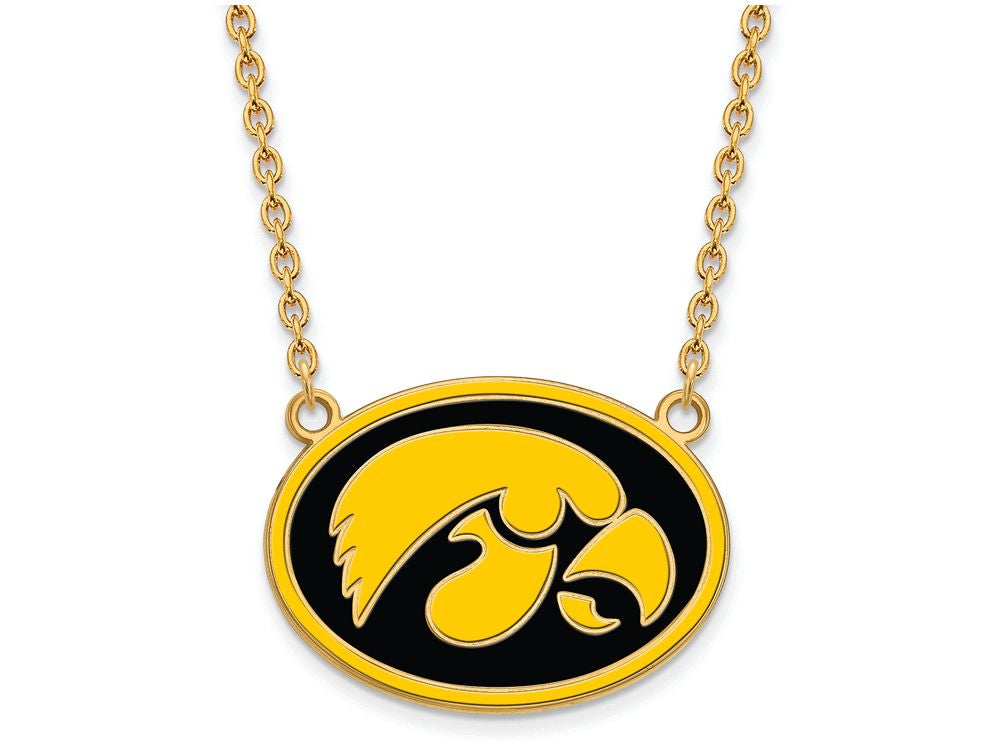 Logoart Sterling Silver Gp University Of Iowa Enamel Pendant Necklace
